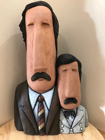 Basil & Manuel - Fawlty Towers Bighead Sculpture By Jenny Mackenzie-Sculpture-The Acorn Gallery
