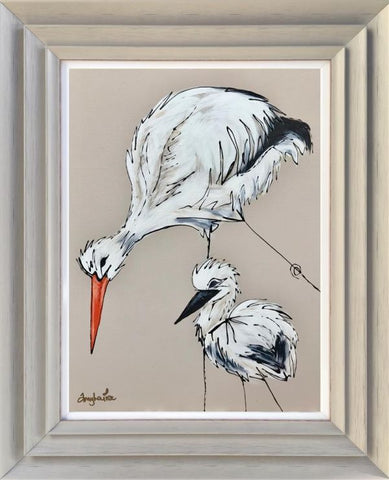 Special Delivery (Storks) Original by Amy Louise *SOLD*-Original Art-Amy Louise-artist-The Acorn Gallery