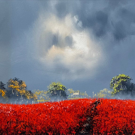 The Path Through The Poppies Original by Allan Morgan SOLD