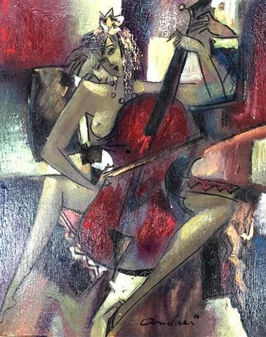 Cello Original Oil by Andrei Protsouk *SOLD*-Original Art-Andrei-Protsouk-artist-The Acorn Gallery