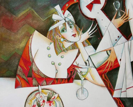 Andrei Protsouk Martini Story Original Painting - The Acorn Gallery, Pocklington