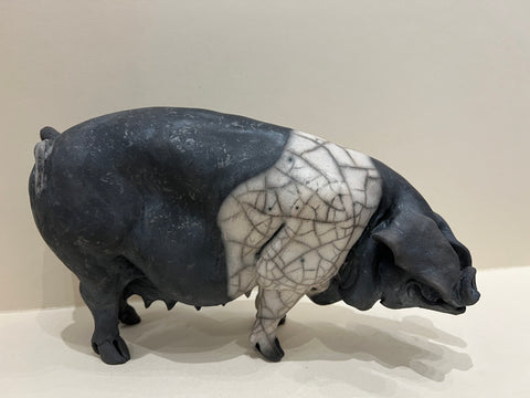 Margaret Ceramic Saddleback Pig Original by Christine Cummings *NEW*-Sculpture-The Acorn Gallery