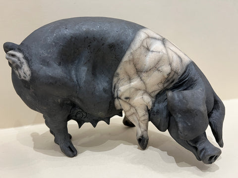Stella Ceramic Saddleback Pig Original by Christine Cummings *NEW*-Sculpture-The Acorn Gallery