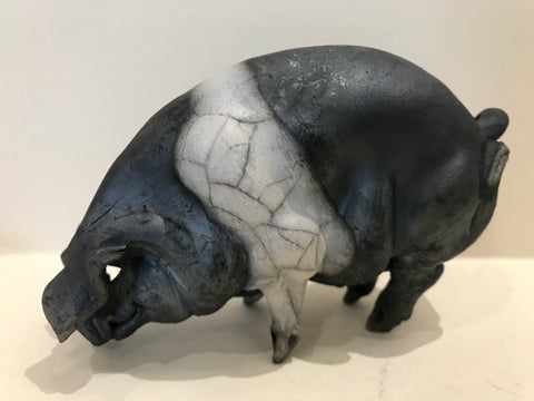 Delilah Ceramic Saddleback Pig by Christine Cummings *SOLD*