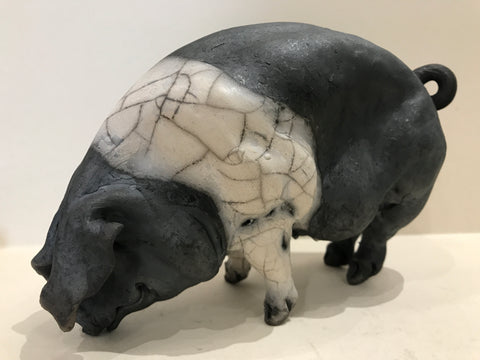 Flora Ceramic Saddleback Pig by Christine Cummings *SOLD*