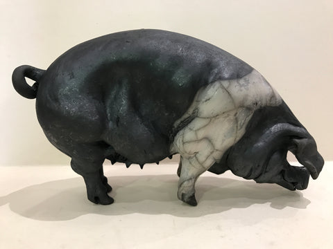 Freda Ceramic Saddleback Pig by Christine Cummings *SOLD*