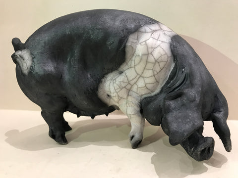 Georgie Ceramic Saddleback Pig by Christine Cummings *SOLD*