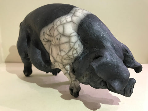 Mia Ceramic Saddleback Pig by Christine Cummings *SOLD*