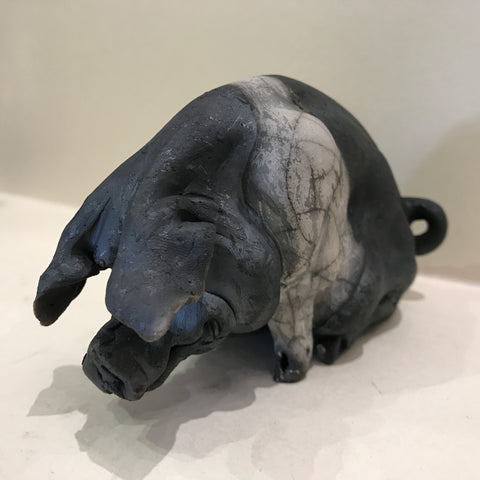 Misty Ceramic Saddleback Pig by Christine Cummings *SOLD*