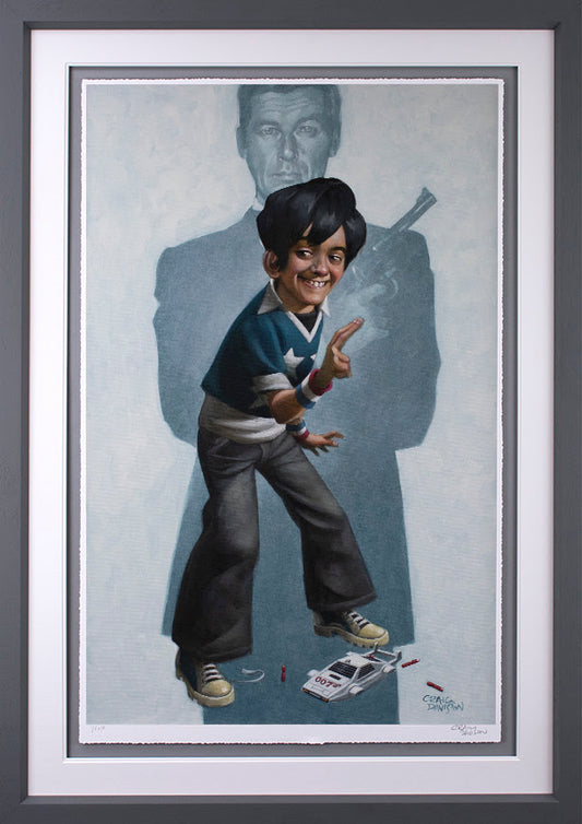 Dan With The Golden Gun Paper Print by Craig Davison