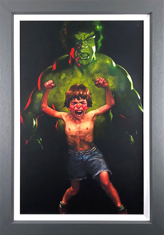 Incredible Hulk, the hulk, Bruce Banner, Lou ferigno, dr banner, movie, movies, child, childhood, anger, management, role play, art, artwork, painting, print, limited edition, artist, Craig Davison