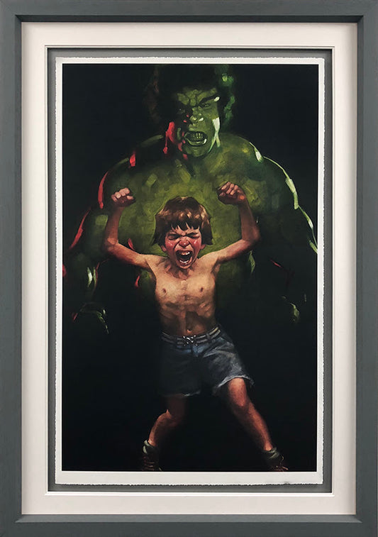 Incredible Hulk, the hulk, Bruce Banner, Lou ferigno, dr banner, movie, movies, child, childhood, anger, management, role play, art, artwork, painting, print, limited edition, artist, Craig Davison