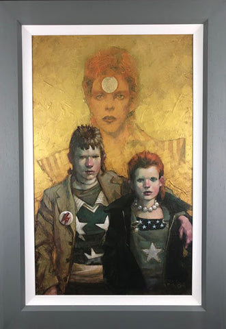 Let The Children Boogie (Bowie/Punk Couple) Hand Embellished Canvas by Craig Davison