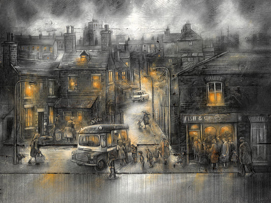 Craig Everett Chippy Tea Canvas - The Acorn Gallery, Pocklington