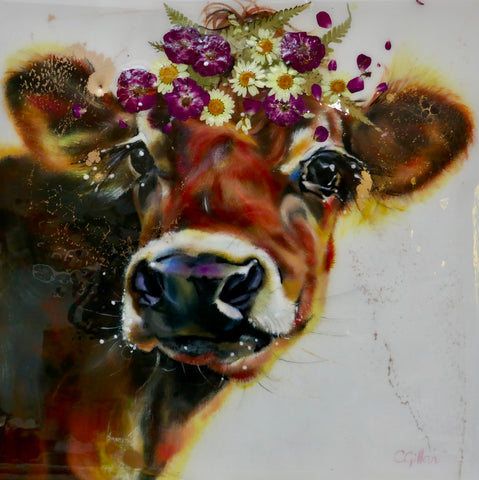 Winterberry Original by Carol Gillan *NEW*-Original Art-The Acorn Gallery-Carol-Gillan-bovine-artist-cows-artwork-The Acorn Gallery