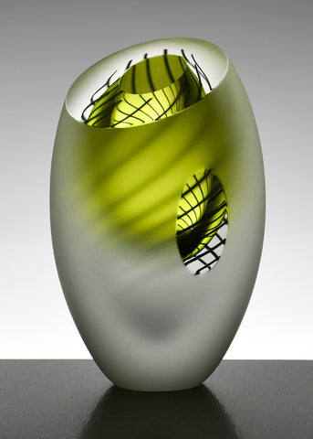 Dizzy Spiral (Lime Green) - A Glass Art ORIGINAL by Charlie MacPherson *SOLD*