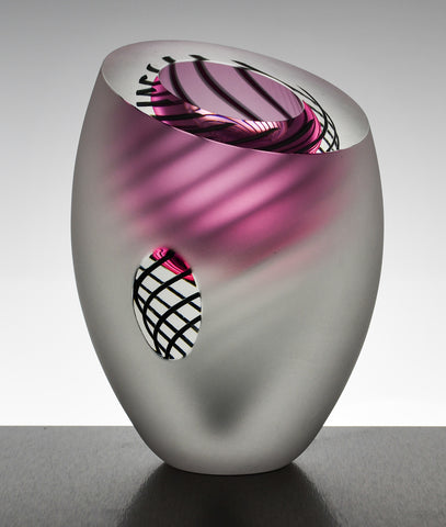 Dizzy Spiral (Pink) - A Glass Art Original by Charlie MacPherson-The Acorn Gallery