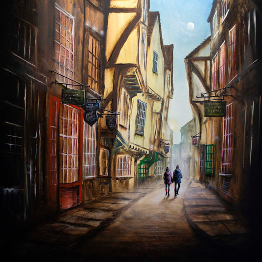 Danny Abrahams A Stroll Down The Shambles Original - The Acorn Gallery, Pocklington