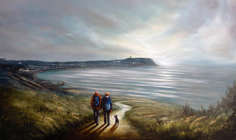Happiness Is Walking To The Beach With Little Molly Original by Danny Abrahams *SOLD*W*