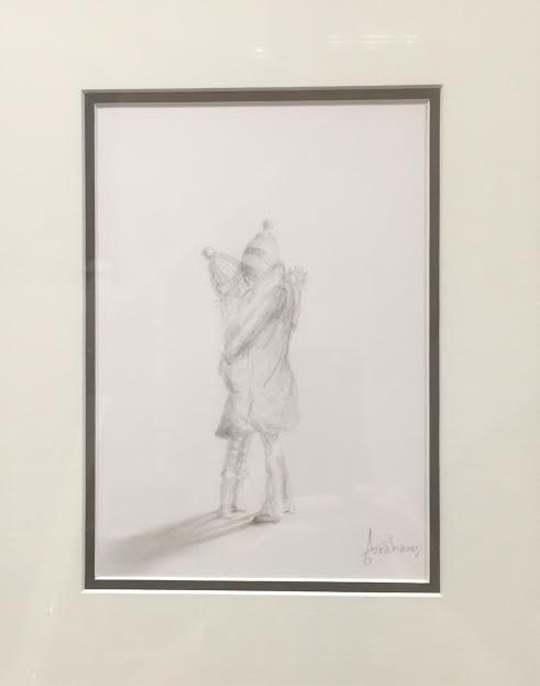 Danny Abrahams Just A Hug ORIGINAL Sketch - The Acorn Gallery, Pocklington 