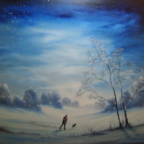 Danny Abrahams Trudging Through The Snow Original - The Acorn Gallery, Pocklington 