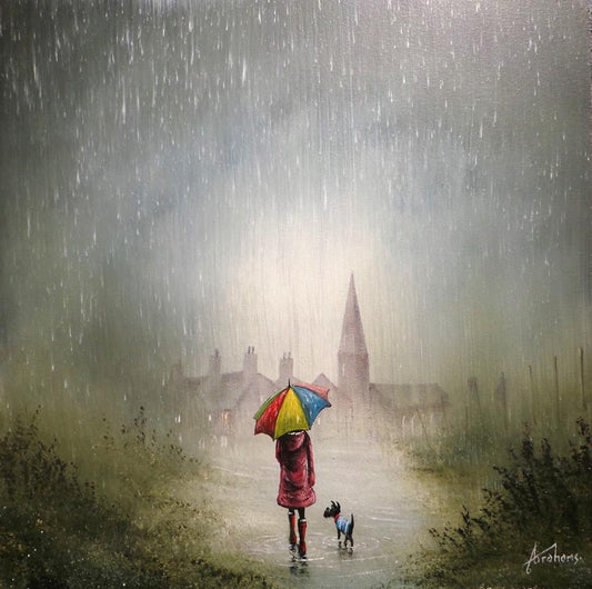 Danny Abrahams We Enjoy A Walk In The Rain Original - The Acorn Gallery, Pocklington