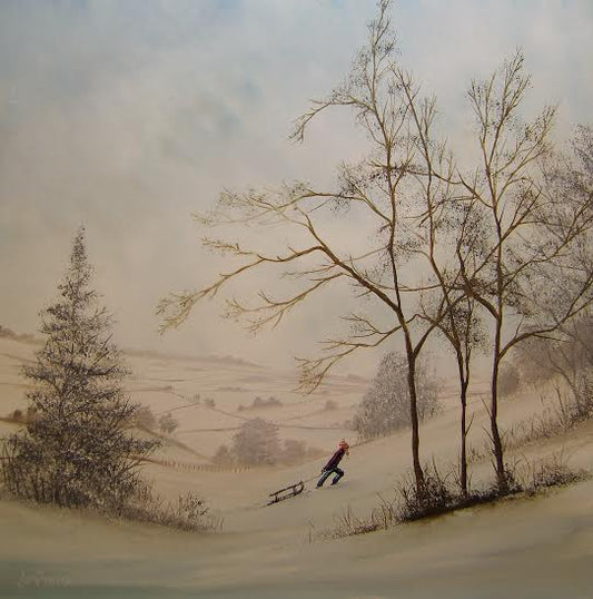 Danny Abrahams When The Snow Settles....Sledge! Original - The Acorn Gallery, Pocklington 