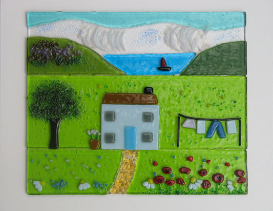 A Good Drying Day - Fused Glass ORIGINAL by Debbie Lord