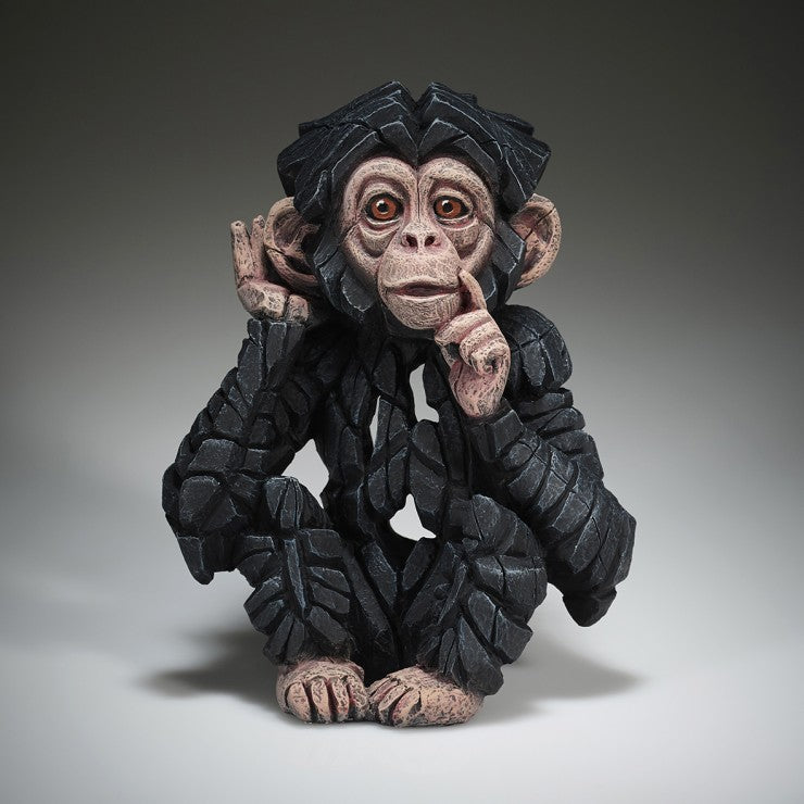 EDGE Sculpture Baby Chimpanzee Hear No Evil  - The Acorn Gallery, Pocklington