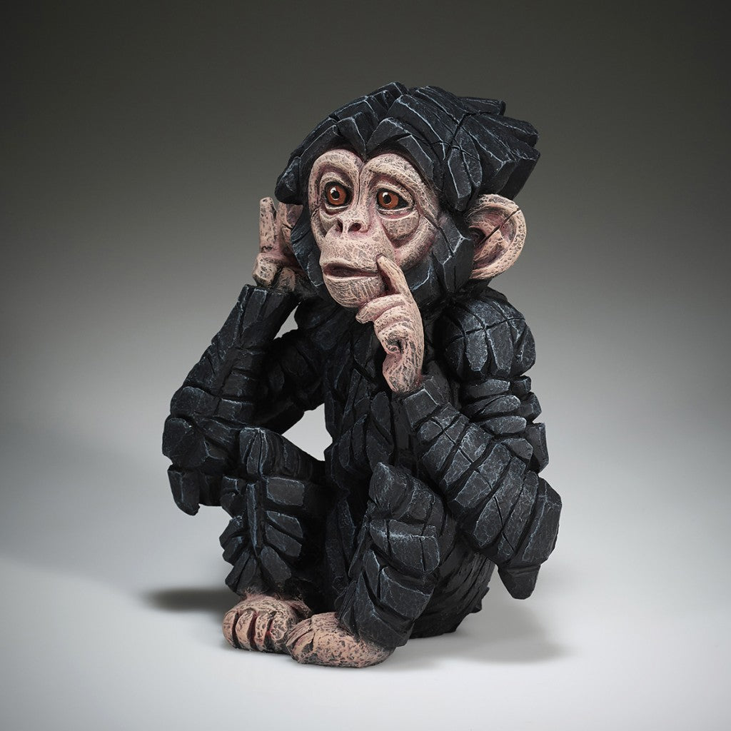 EDGE Sculpture Baby Chimpanzee Hear No Evil  - The Acorn Gallery, Pocklington