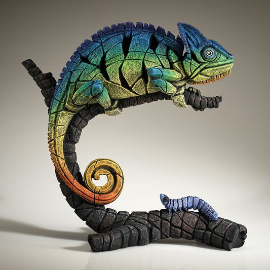 EDGE Sculpture Chameleon Rainbow Blue - The Acorn Gallery, Pocklington