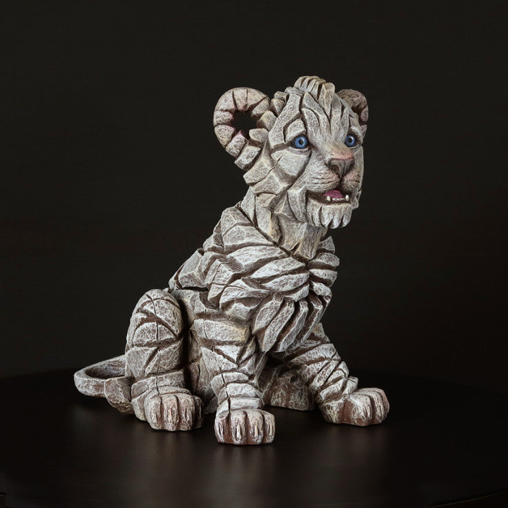 EDGE Sculpture Lion Cub White - The Acorn Gallery, Pocklington