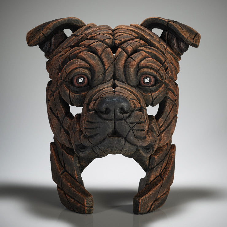 EDGE Sculpture Staffordshire Bull Terrier Brindle - The Acorn Gallery, Pocklington