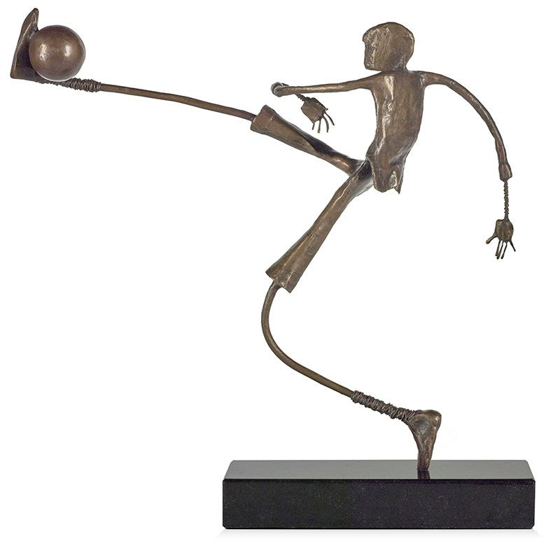 Ed Rust Go For Goal Bronze Football Sculpture - The Acorn Gallery, Pocklington