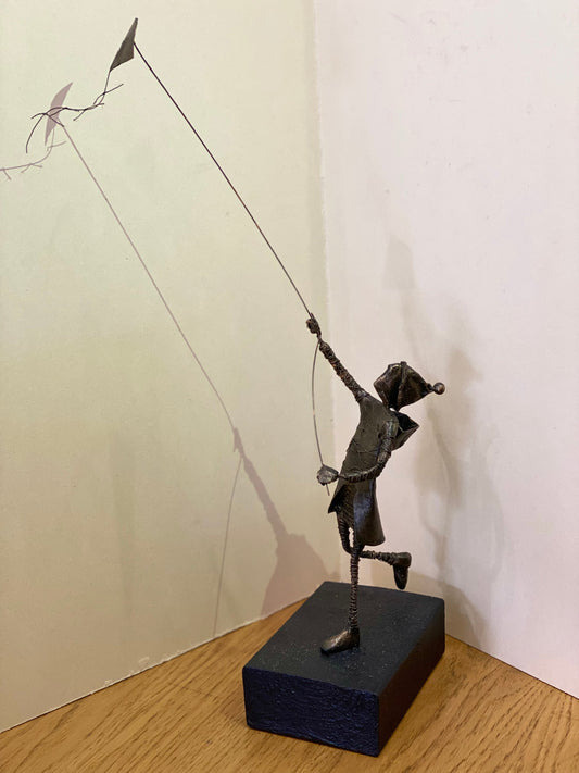 Ed Rust Kite Flying Girl Original Sculpture - The Acorn Gallery, Pocklington