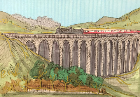 Ribblehead Viaduct ORIGINAL Sketch by Edward Waite