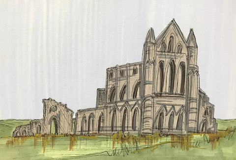 Whitby Abbey ORIGINAL Sketch by Edward Waite