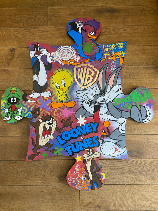 Looney Tunes Jigsaw Piece Original by Hue Folk SOLD