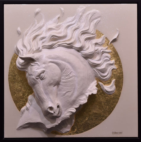 Pegasus (Gold) Horse Wall Sculpture by Hamish Herd-Sculpture-The Acorn Gallery
