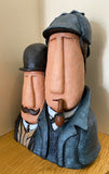 Sherlock Holmes And Dr. Watson Bighead Sculpture By Jenny Mackenzie