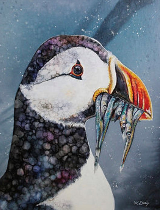 Katie Day Puffin Original available from The Acorn Gallery, Pocklington