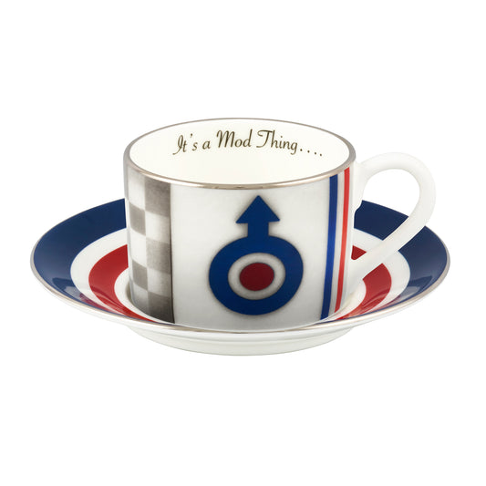 Kealey Farmer Its A Mod Thing Cup and Saucer  - The Acorn Gallery, Pocklington