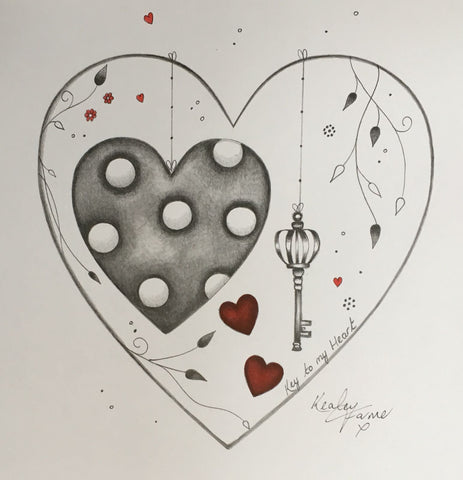 Key To My Heart Original Sketch by Kealey Farmer *SOLD*-Original Art-The Acorn Gallery-Kealey-Farmer-artist-The Acorn Gallery