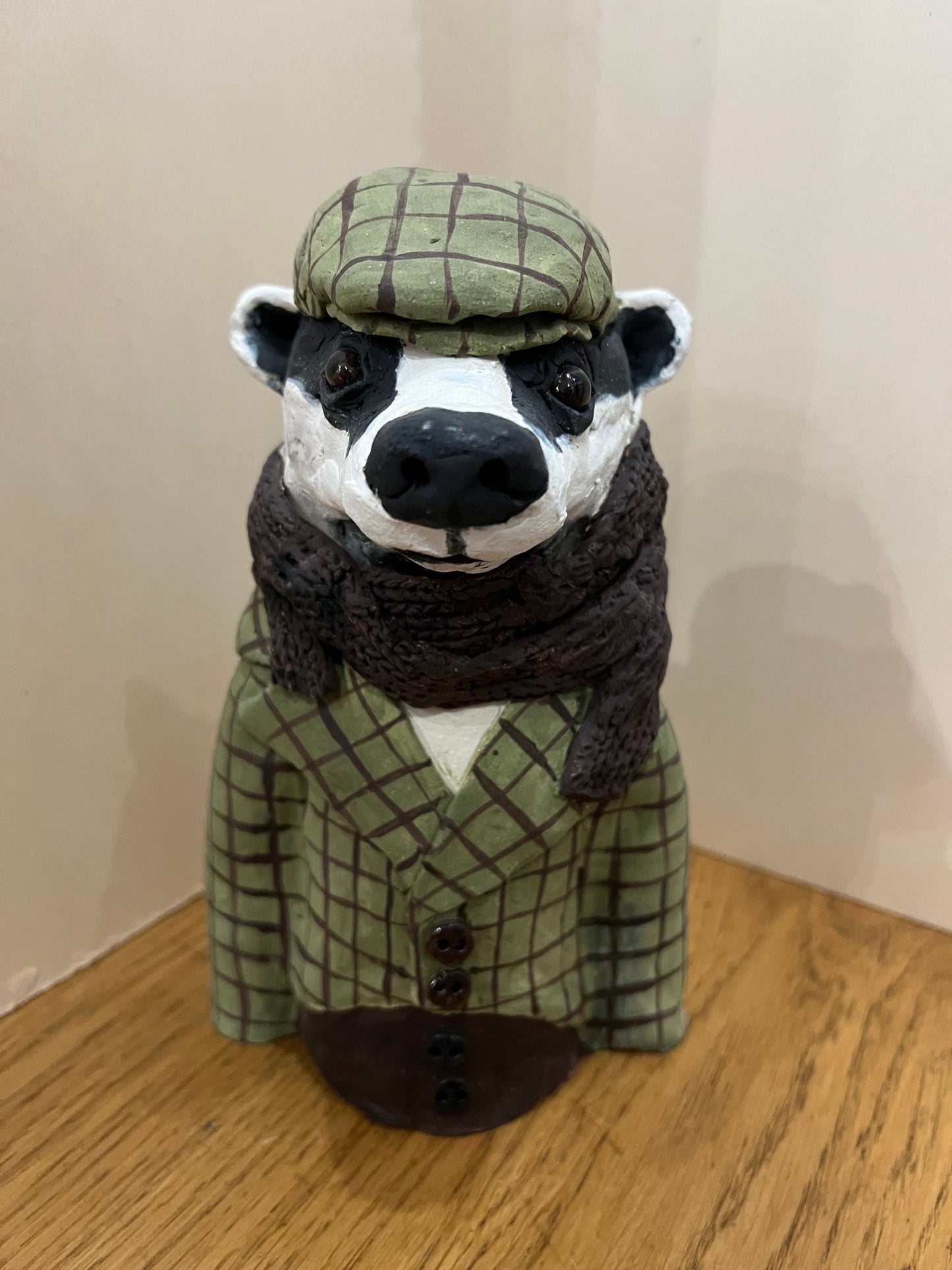 Louise Brown Badger Bust Original Sculpture - The Acorn Gallery, Pocklington