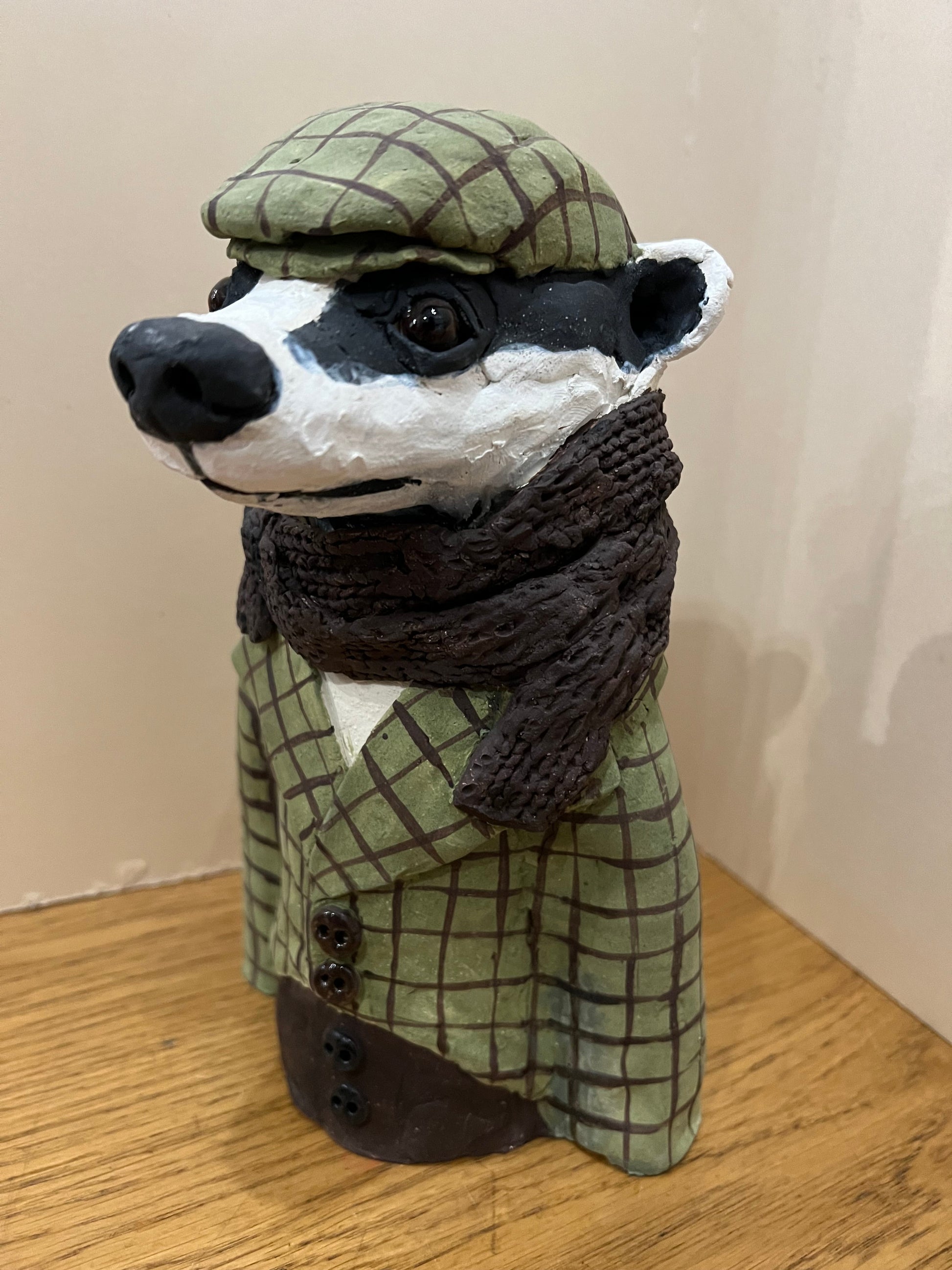 Louise Brown Badger Bust Original Sculpture - The Acorn Gallery, Pocklington