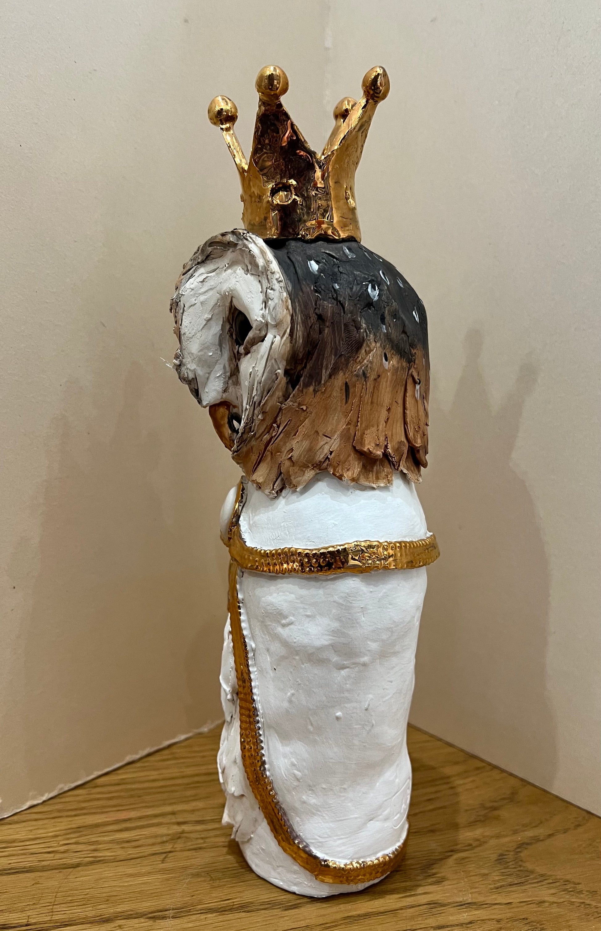 Crowned Owl Bust III Original Sculpture by Louise Brown *NEW*-Original Art-The Acorn Gallery