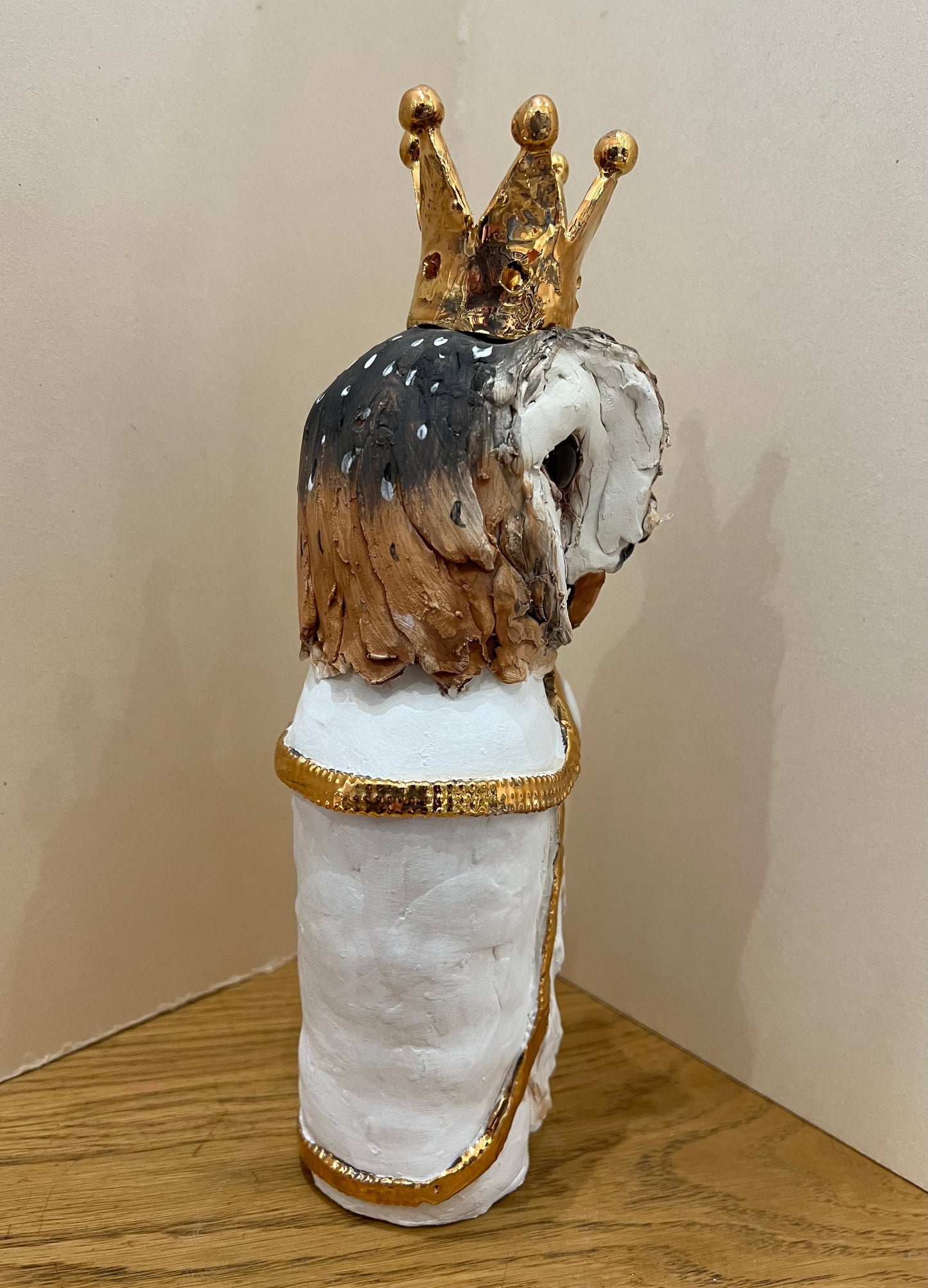 Louise Brown Crowned Owl Bust III Original Sculpture - The Acorn Gallery, Pocklington