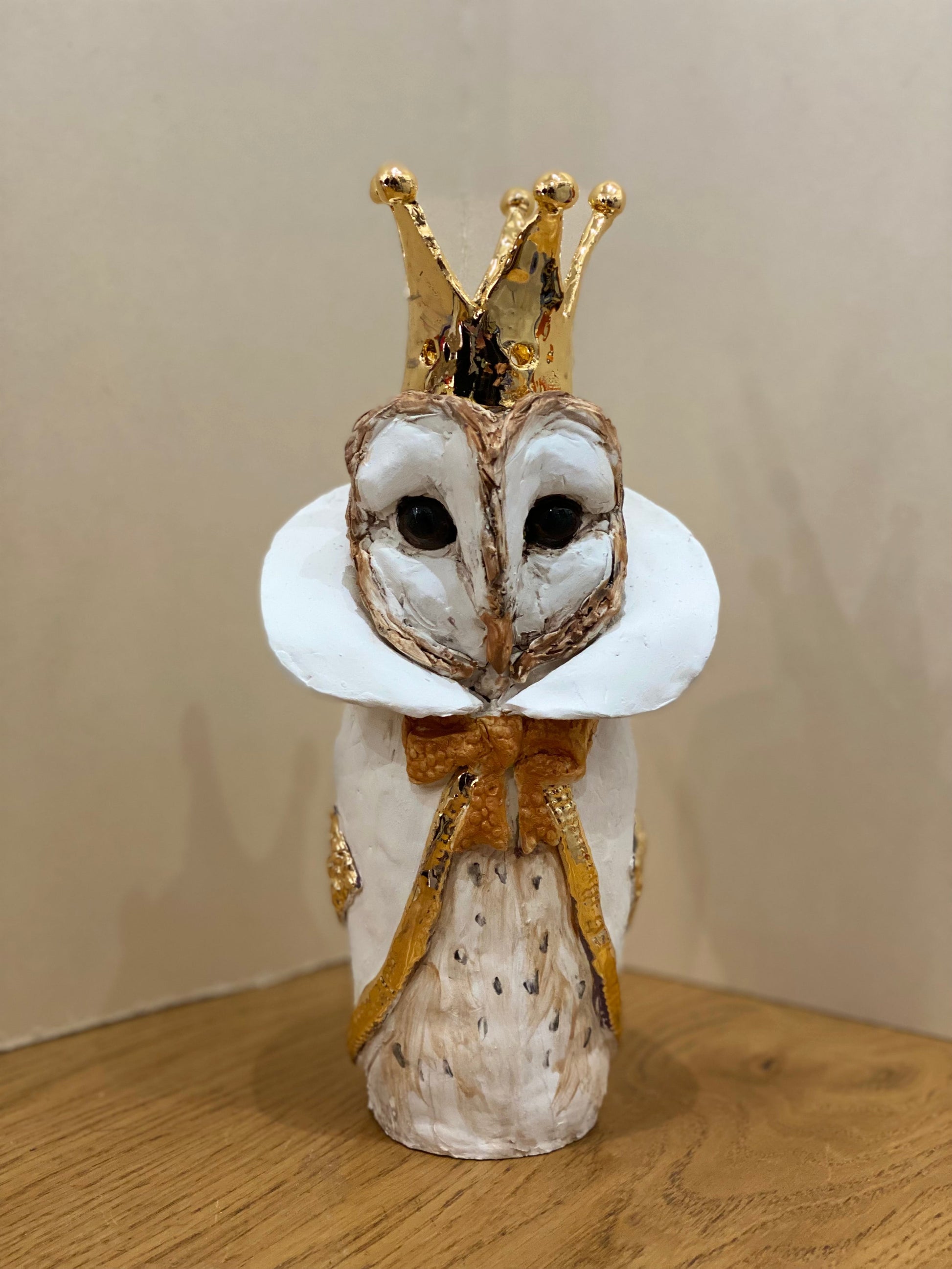 Louise Brown Crowned Owl Bust Original Sculpture - The Acorn Gallery, Pocklington