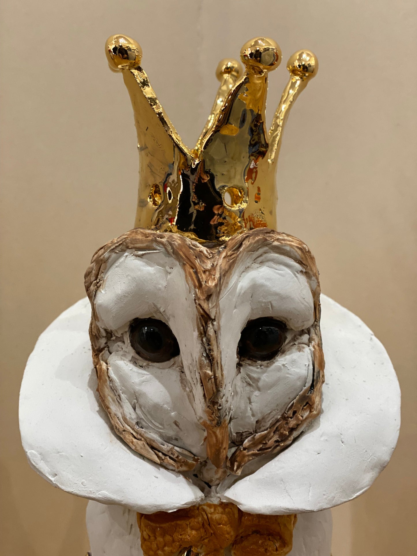 Louise Brown Crowned Owl Bust Original Sculpture - The Acorn Gallery, Pocklington