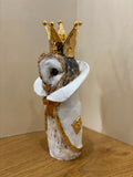 Crowned Owl Bust Original Sculpture by Louise Brown *SOLD*